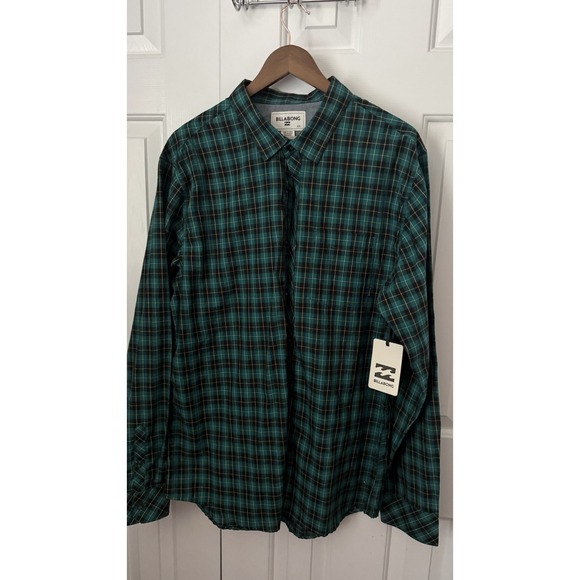 Billabong Other - Men's Long Sleeve Plaid‎ Shirt NWT brand Is BILLABONG SZ XXL Green And Black